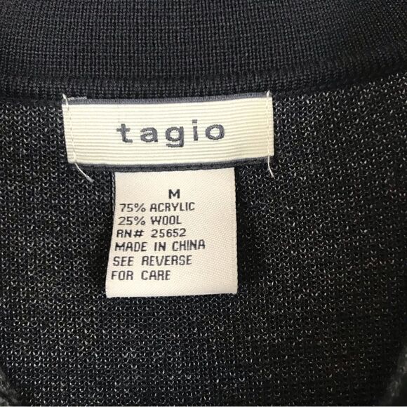tagio Vintage inspired black faux suede collared sweater M - Picture 5 of 6